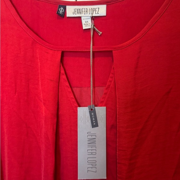 Plus 0X Red Flowy Blouse Dressy Date Night Party Top NWT Glam - Picture 2 of 6